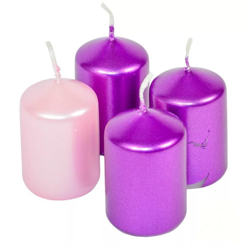 Adventi metál gyertya szett 40x60mm - 3Lila 1Rózsaszín