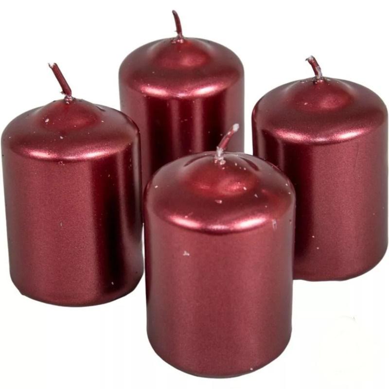 Adventi metál gyertya szett 40x60mm - Bordó