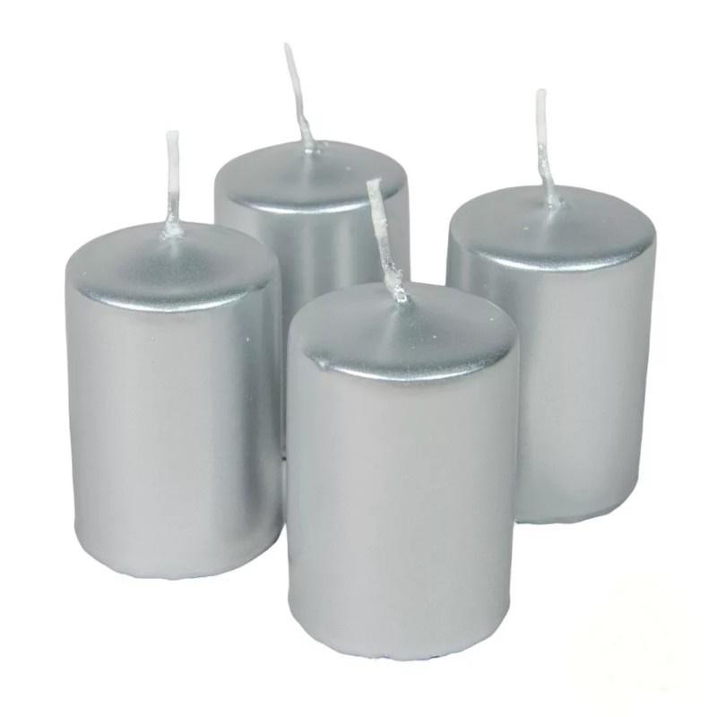 Adventi metál gyertya szett 40x60mm - Ezüst