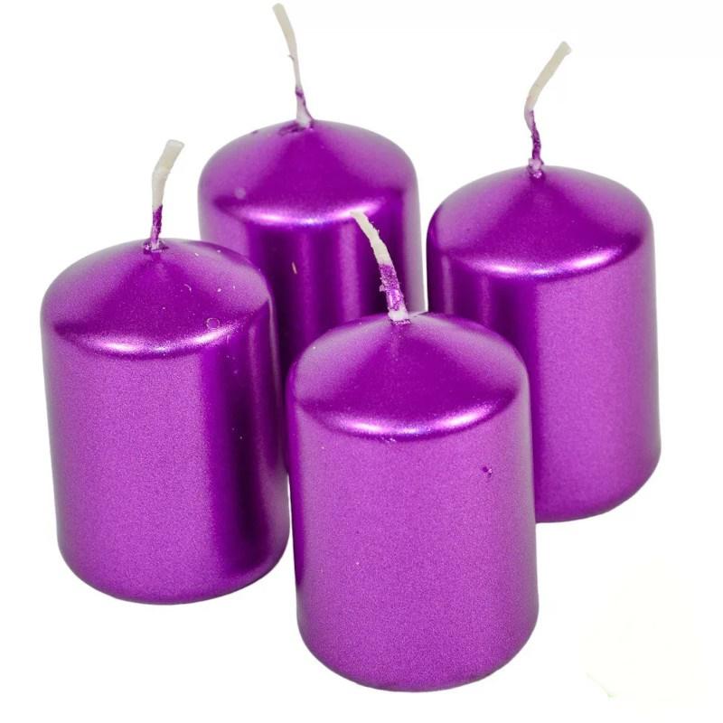Adventi metál gyertya szett 40x60mm - Lila