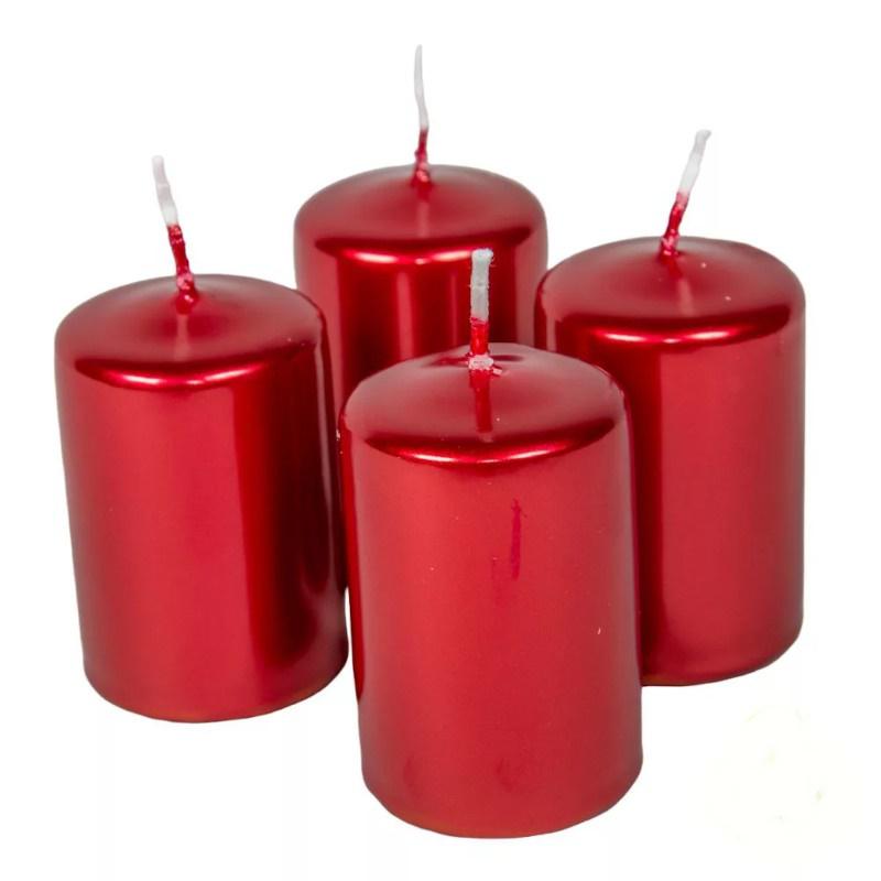Adventi metál gyertya szett 40x60mm - Piros