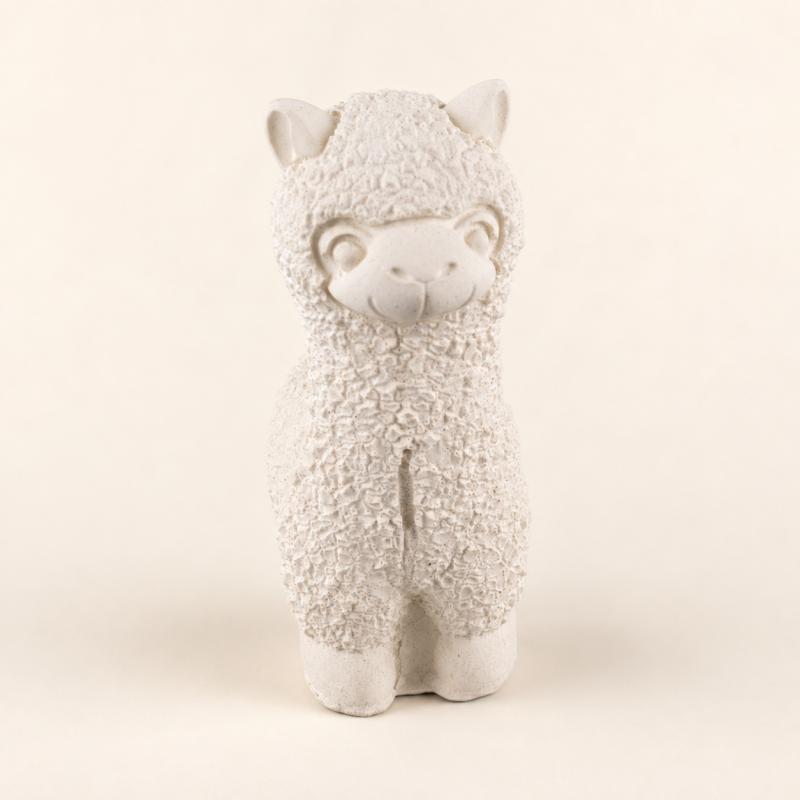 Alpaka (láma) kerámiapor figura – natúr