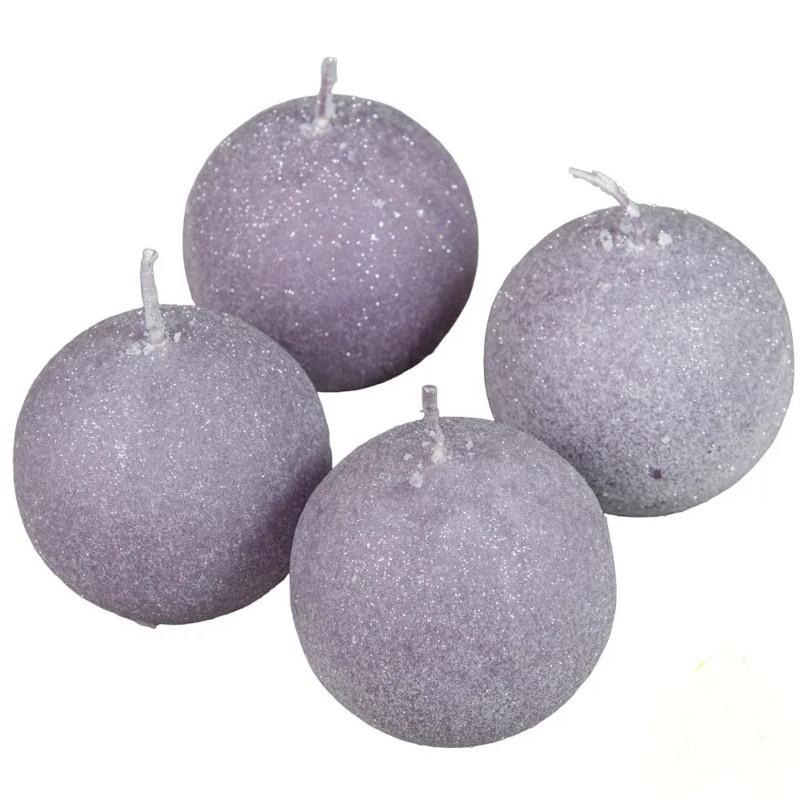 Bársony Glitter Gömb Gyertya 60 mm - Halvány lila