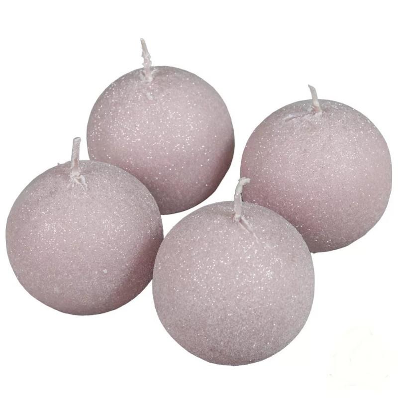 Bársony Glitter Gömb Gyertya 60 mm - Mályva