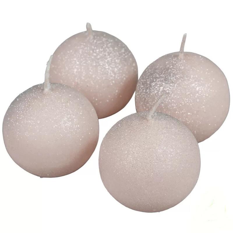 Bársony Glitter Gömb Gyertya 60 mm - Pezsgő szett