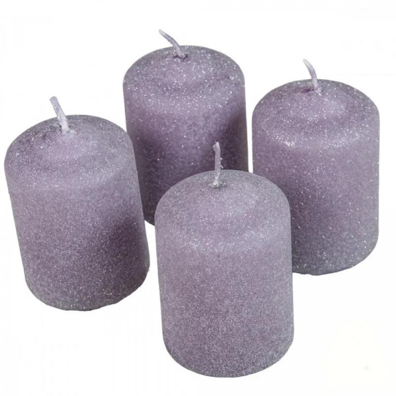 Bársony Glitter Henger Gyertya 50x75 mm - Halvány lila