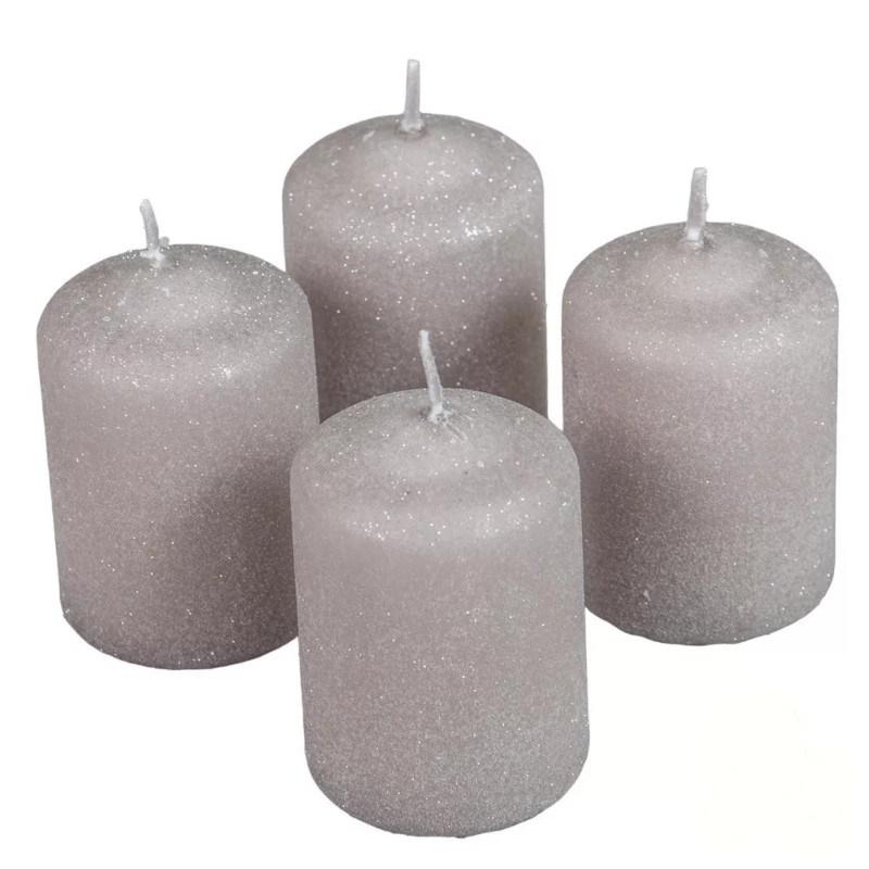 Bársony Glitter Henger Gyertya 50x75 mm - Homok