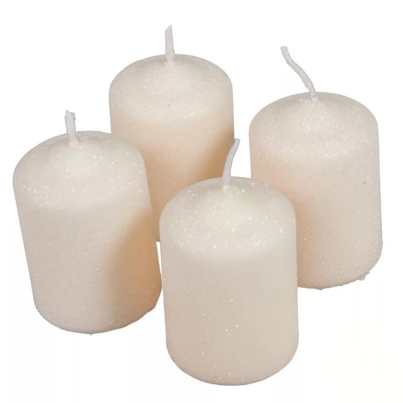 Bársony Glitter Henger Gyertya 50x75 mm - Krém szett