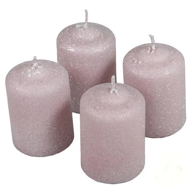 Bársony Glitter Henger Gyertya 50x75 mm - Mályva