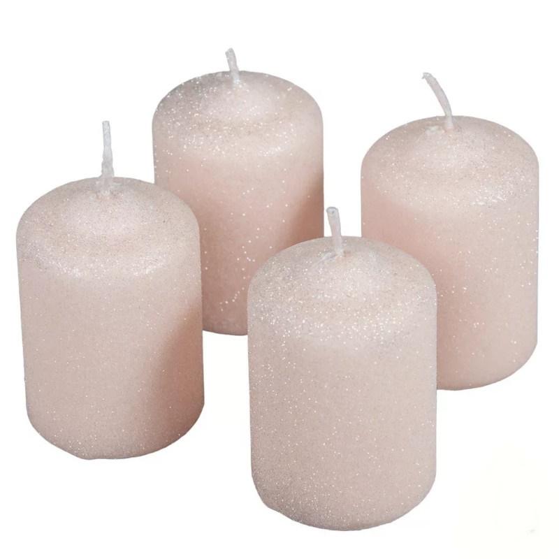 Bársony Glitter Henger Gyertya 50x75 mm - Pezsgő szett