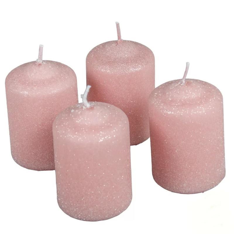 Bársony Glitter Henger Gyertya 50x75 mm - Púder