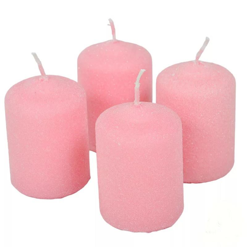 Bársony Glitter Henger Gyertya 50x75 mm - Rózsaszín szett