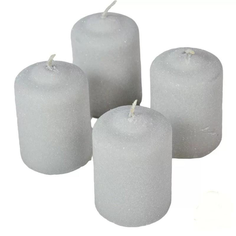 Bársony Glitter Henger Gyertya 50x75 mm - Világos Szürke