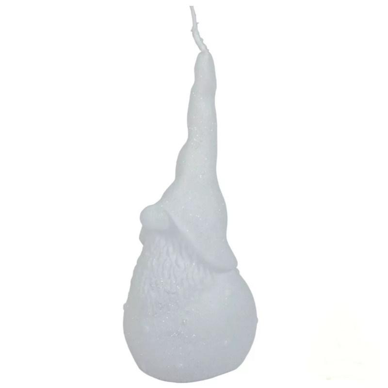 Bársony glitter Nagy Hóapó Gyertya 70x160 mm - Fehér