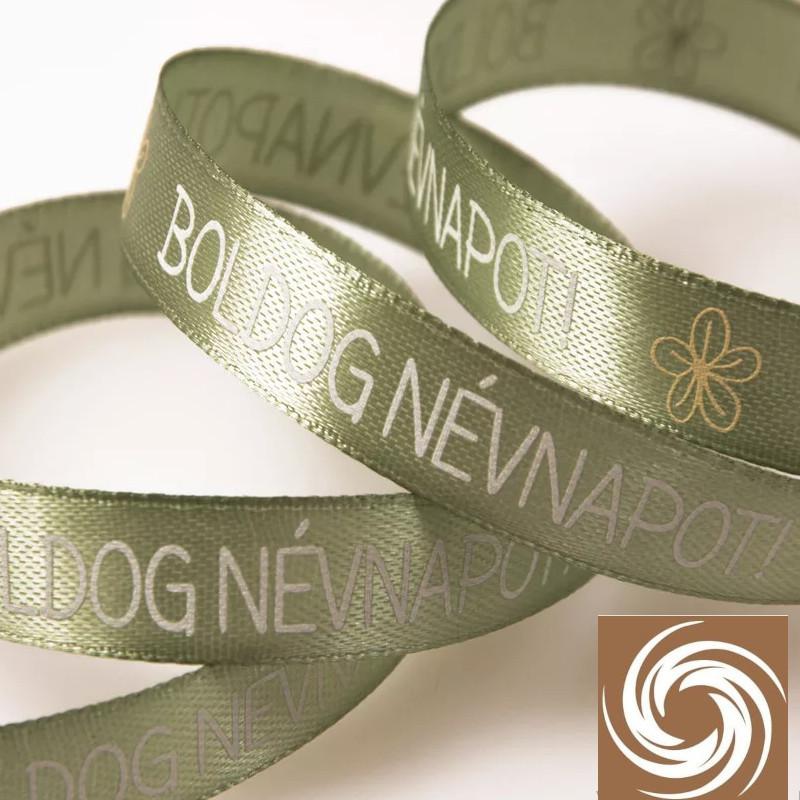 Boldog Névnapot feliratos szalag - Vintage zöld