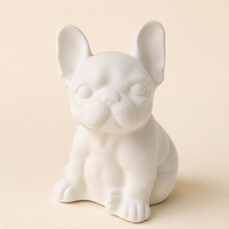 Bulldog kutya kerámiapor figura – natúr vagy festett