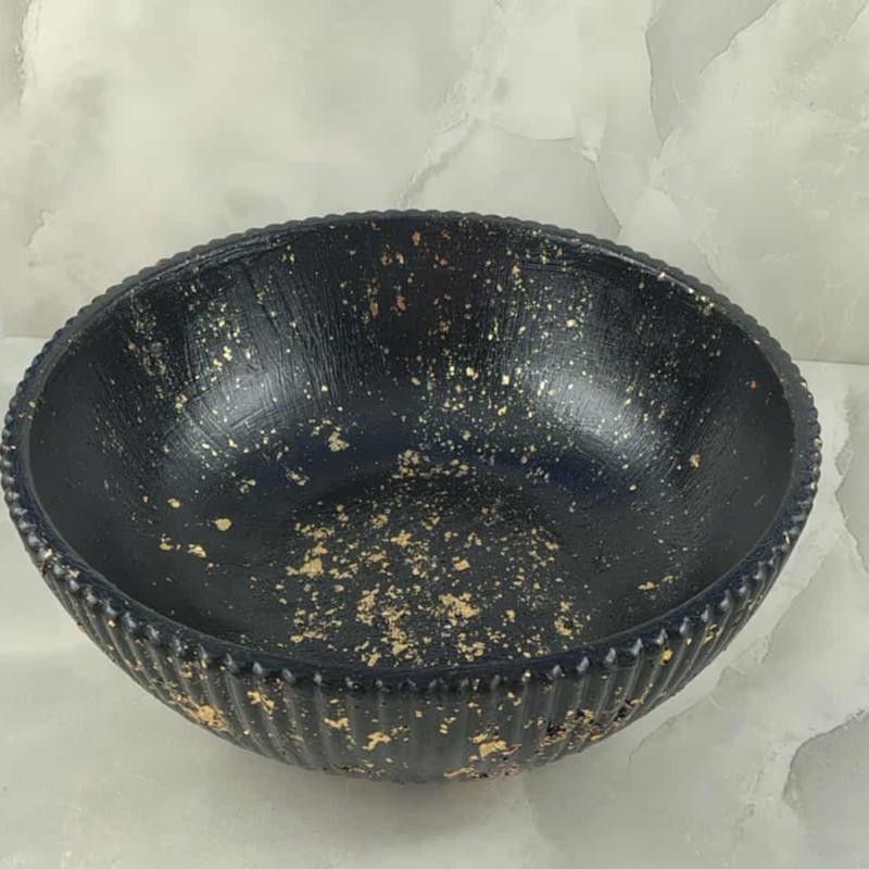 Csíkos tál nagy -  Fekete-arany fóliás