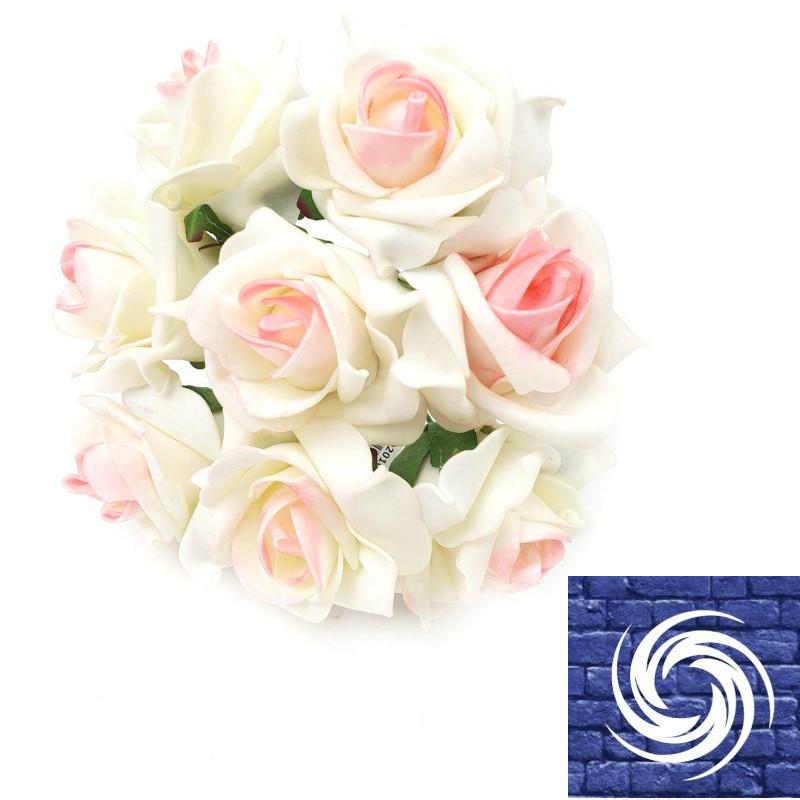 Drótos polyfoam rózsa - Tört Fehér-Rózsaszín