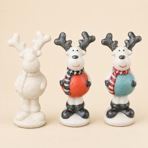 Álló sálas szarvas kerámiapor figura – natúr vagy festett