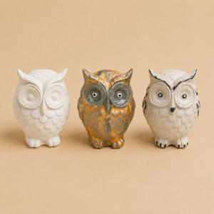 Bagoly kerámiapor figura – natúr vagy festett