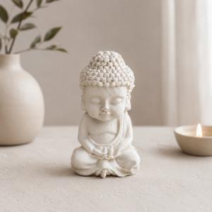 Buddha szobor kerámiaporból – natúr