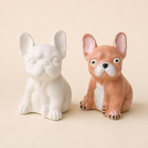Bulldog kutya kerámiapor figura – natúr vagy festett