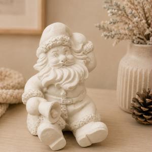 Csengettyűs Mikulás kerámiapor figura – natúr