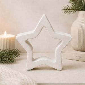 Csillag kerámiapor dísztárgy – natúr vagy festett