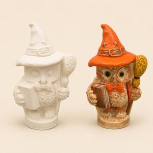 Kalapos bagoly kerámiapor figura – natúr vagy festett