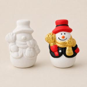 Kalapos hóember kerámiapor figura – natúr vagy festett