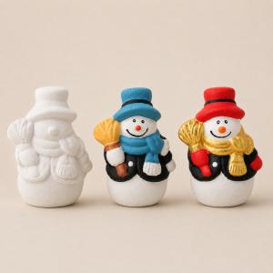 Kalapos hóember kerámiapor figura – natúr vagy festett