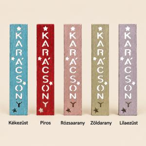 Karácsony felirat lézervágott fa, 2 × 10 cm – 4 db/csomag