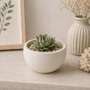 Kerek kerámiapor kaspó – natúr