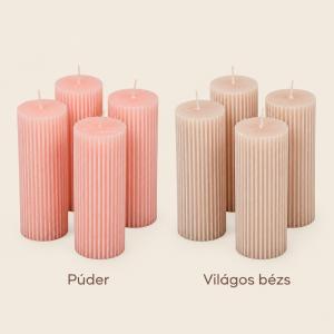 Kontúrozott bordás henger gyertya 50×150 mm – meleg és natúr árnyalatok, 4 db