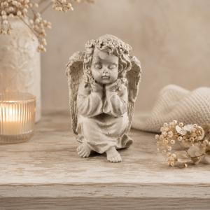 Közepes angyal kerámiapor figura – natúr