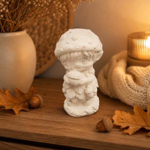 Makkot tartó manó kerámiapor figura – natúr