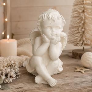 Nagy angyal kerámiapor figura – natúr