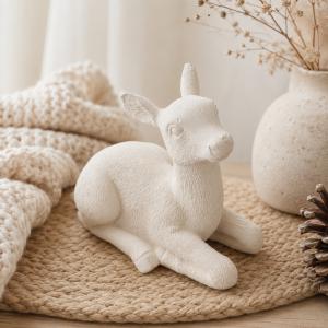 Nagy fekvő őz kerámiapor figura – natúr vagy festett
