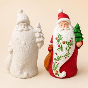 Noël feliratú Mikulás kerámiapor figura – natúr vagy festett