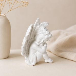Pici angyal kerámiapor figura – natúr