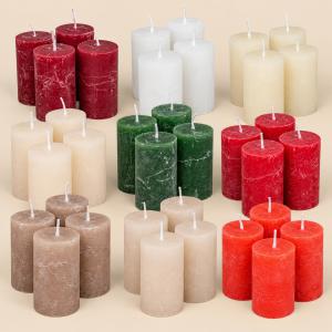 Rusztikus henger gyertya 40×75 mm – klasszikus árnyalatok, 4 db