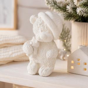 Sapkás maci macival kerámiapor figura – natúr vagy festett