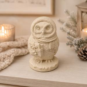 Téli bagoly kerámiapor figura – natúr