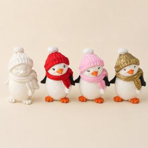Téli pingvin kerámiapor figura – natúr vagy festett