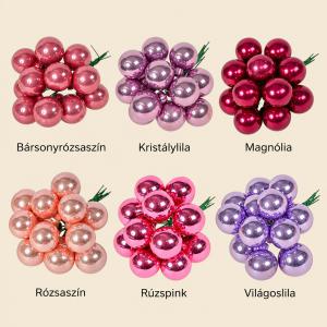 Üveggömb pick 2,5 cm fényes – rózsaszín és lila árnyalatok