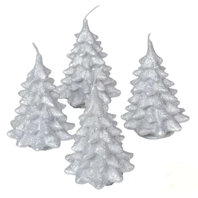 Fenyő Gyertya 65x100 mm - Metál Ezüst szett