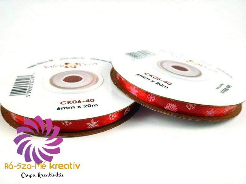 Hópehely mintás karácsonyi szalag - Piros