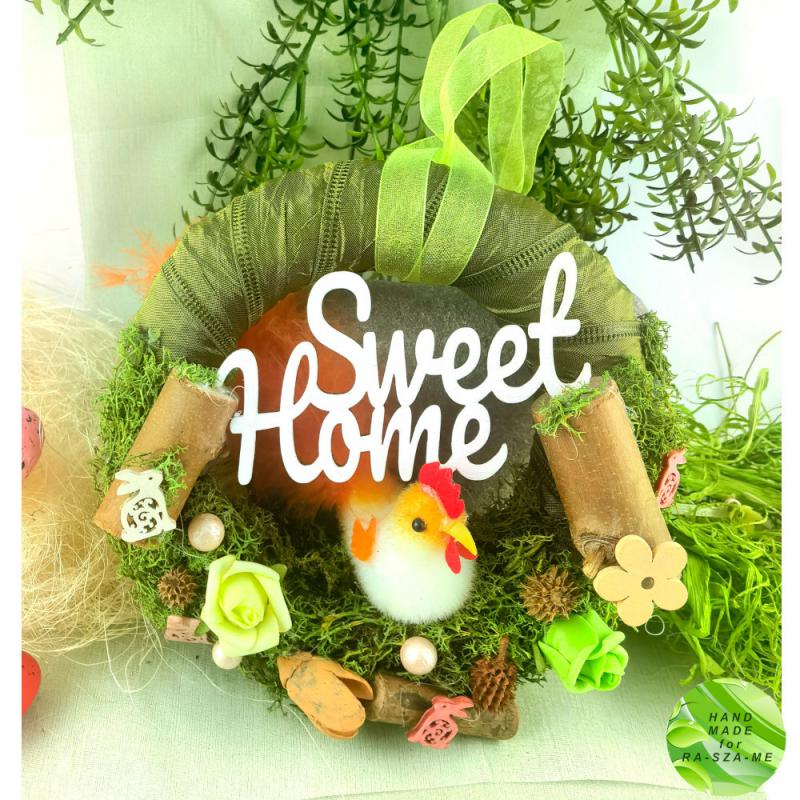 Húsvéti - Sweet Home ajtódísz tyúkanyóval - Kézműves 1 db