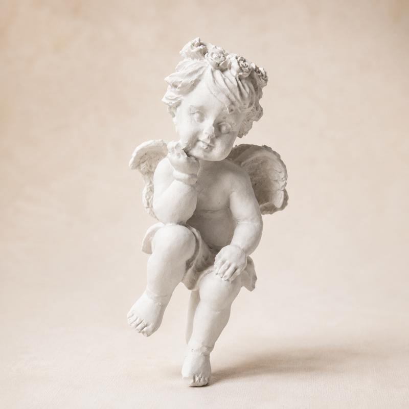 Kis pihenő angyal kerámiapor figura – natúr
