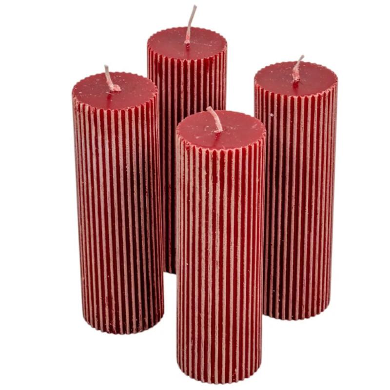 Kontúrozott Bordás Henger Gyertya 50x150mm - Bordó